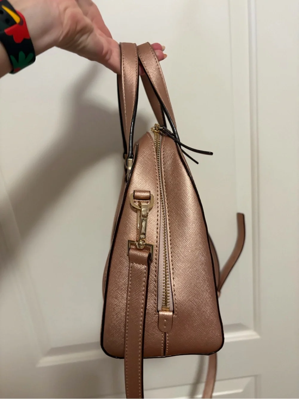 kate spade NY Small Felix Newberry Lane Metallic Rose Gold Crossbody Satchel